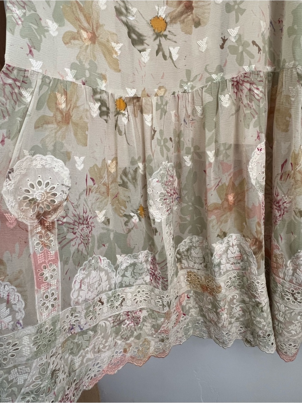 Sundance Floral Eyelet Lace Trim Maxi Dress size XL - Picture 4 of 5
